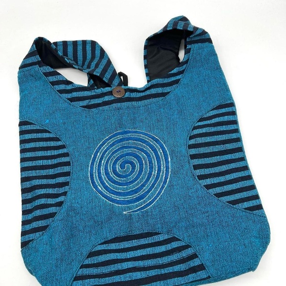 Handmade Cotton Sling Bag with Swirl Embroidery - Picture 4 of 9